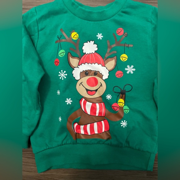 Green Reindeer Kids Sweatshirt size 2T - Picture 3 of 4